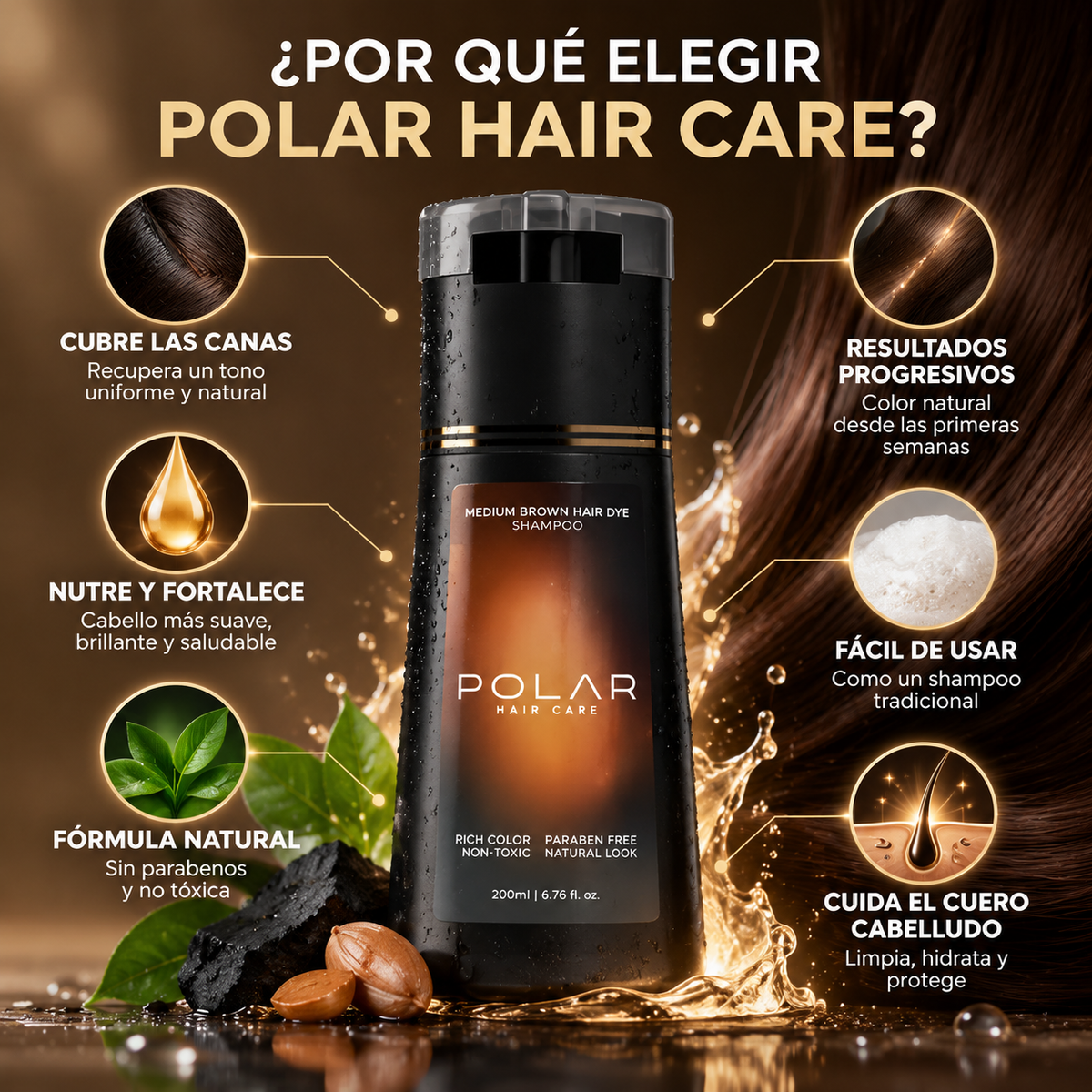 "POLAR HAIR CARE" Shampoo Eliminador de Canas