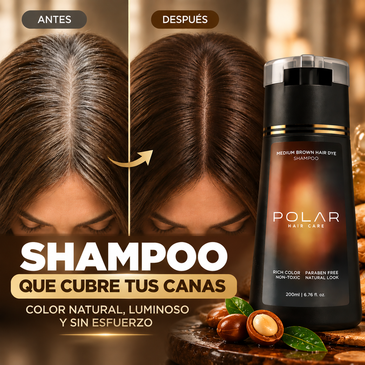 "POLAR HAIR CARE" Shampoo Eliminador de Canas